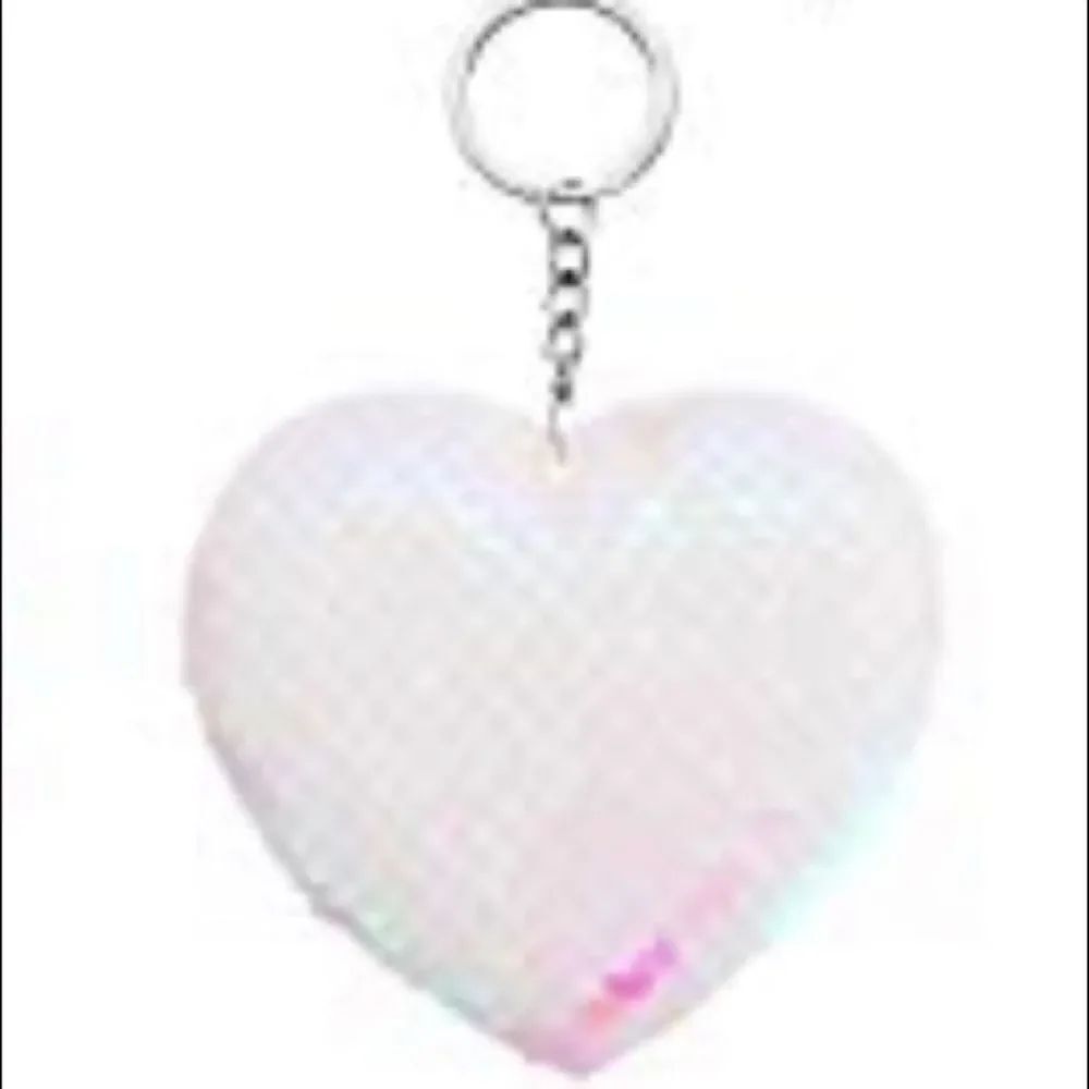 White Sequin Heart shaped Keychain